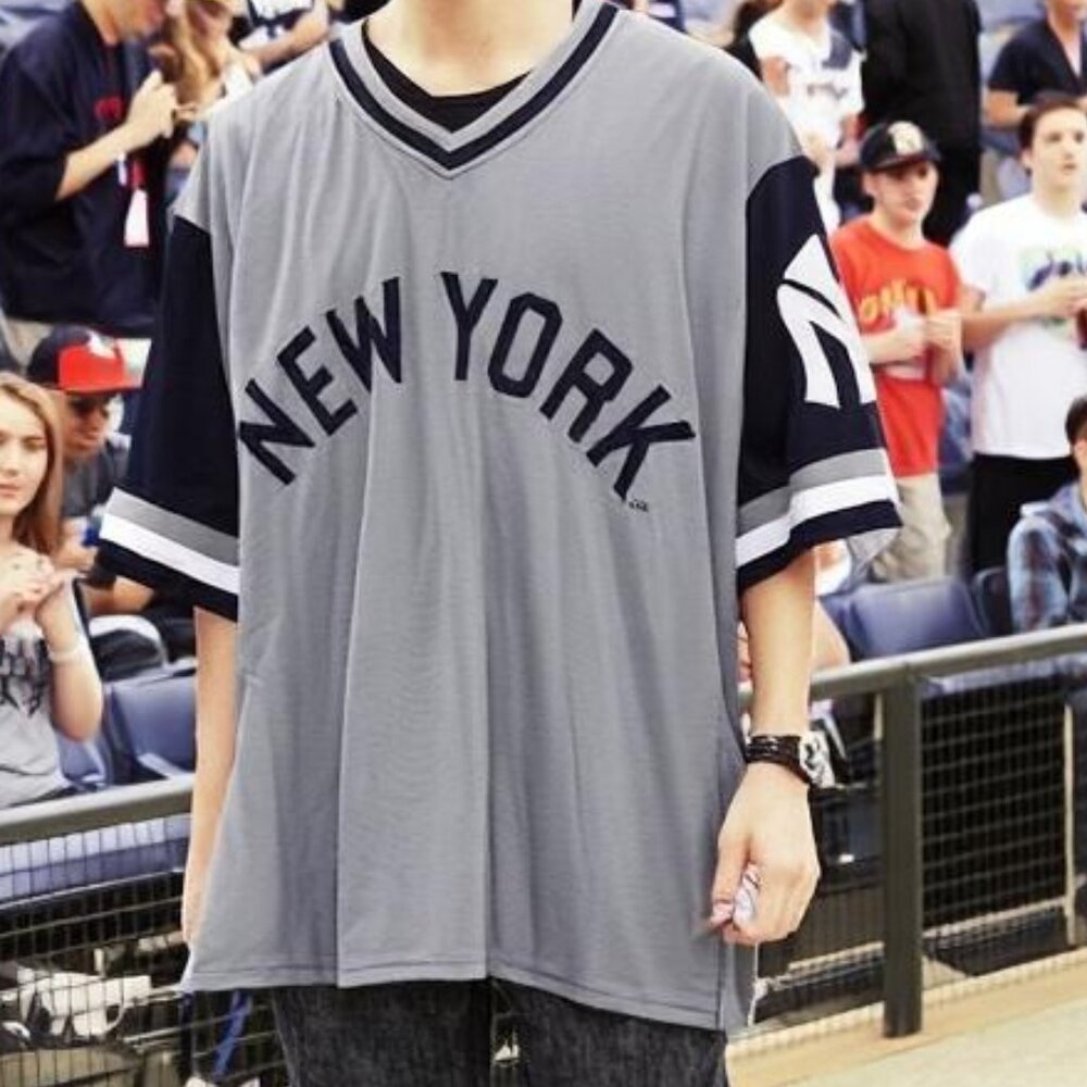Cooperstown Collection Jersey Shirt N.Y. Baseball Men's Size 2XL Gray/Blue